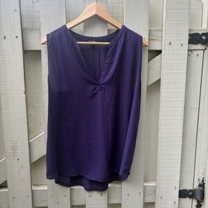 Papermoon Sleeveless V-Neck Shell in Deep Purple